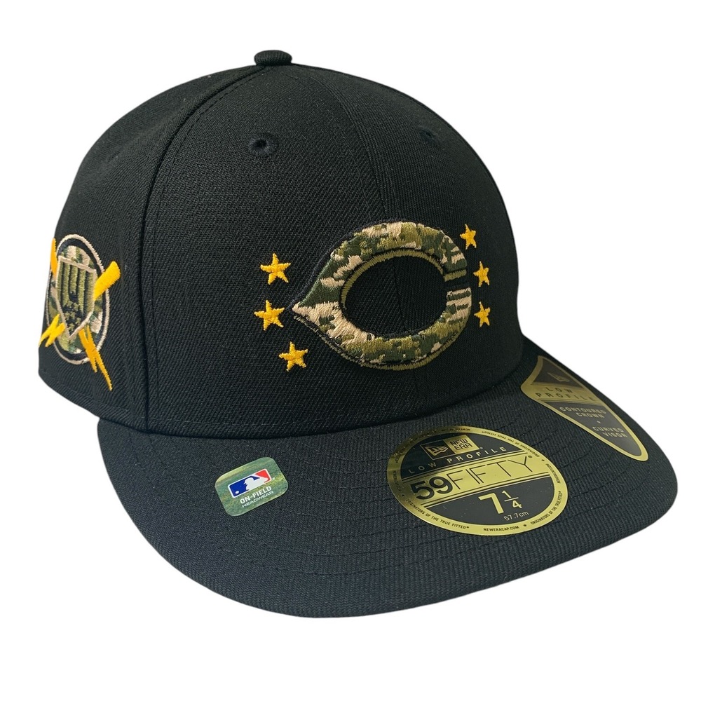 Cincinnati Reds New Era 59FIFTY MLB Armed Forces Day Low Profile Black Hat 7 1/4
